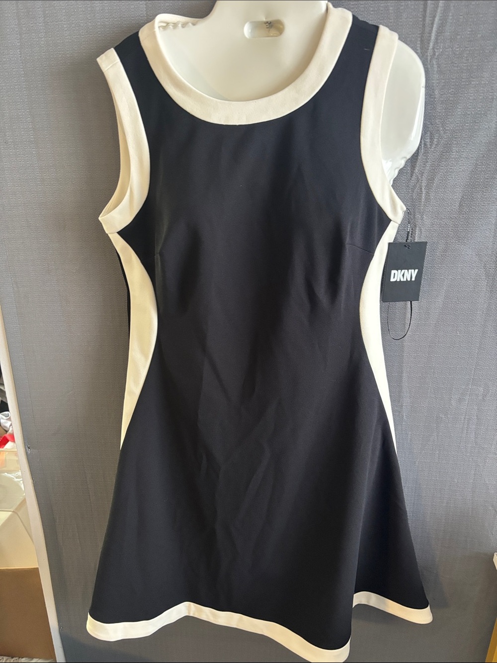 NWT..DKNY Cream and Black dress